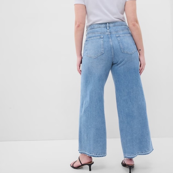 Gap High Rise Wide-Leg Jeans - Medium Wash Destroy - Picture 2 of 8
